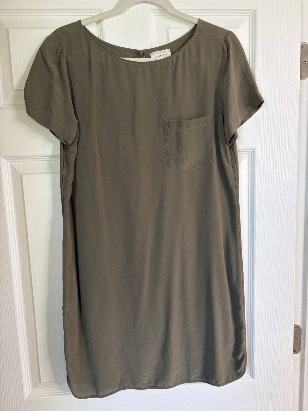 Lou & Grey Olive Silk Shift Dress